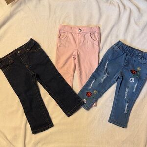 Kids Stretch Jeggings - Blue and Pink